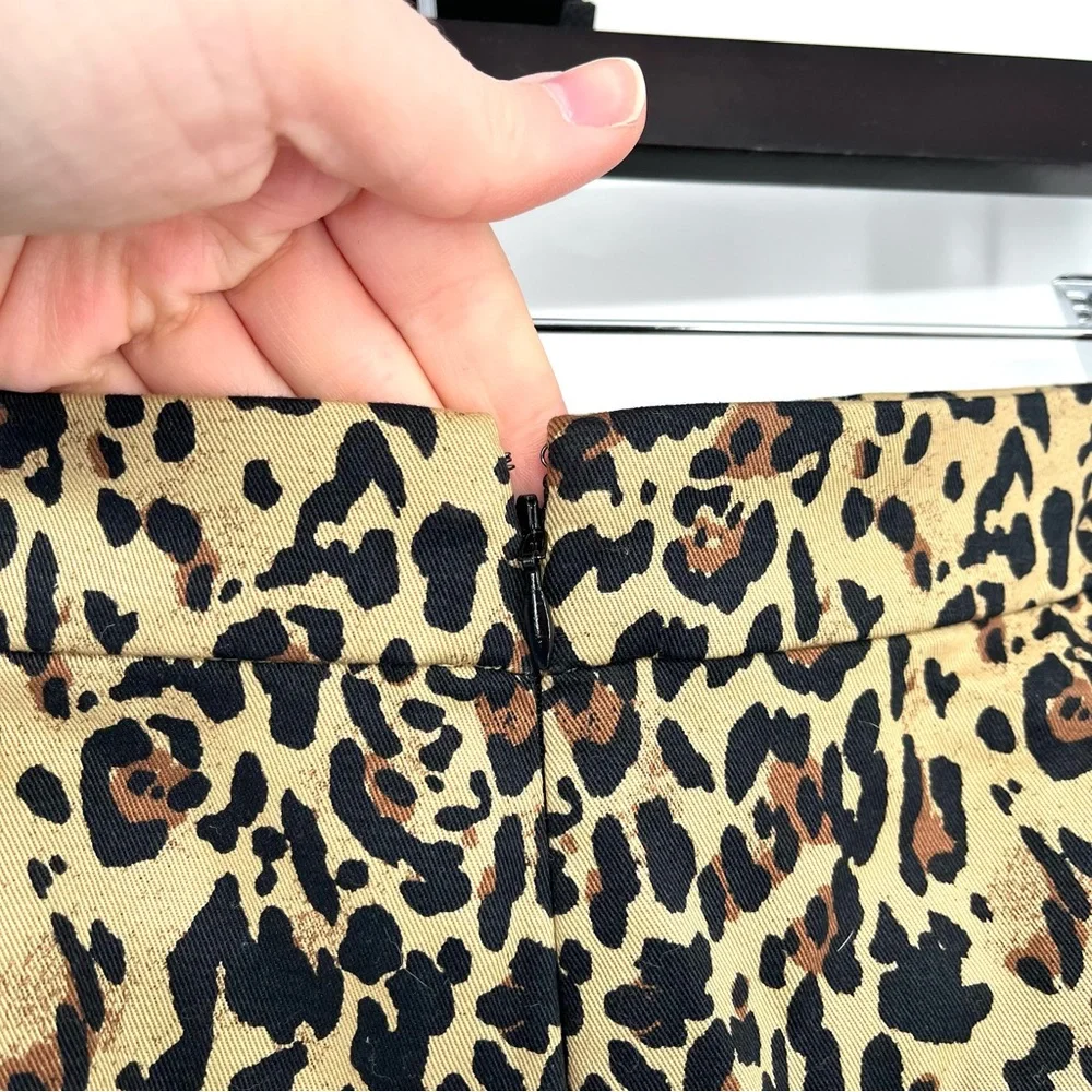 J.CREW No. 2 Pencil Skirt Animal Print Cheetah NWT 4P Career New Stretch Cotton